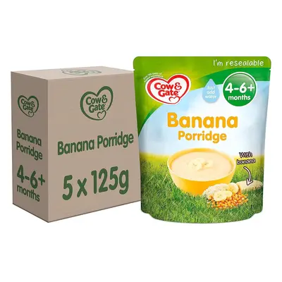 Cow & Gate Banana Porridge Baby Food Cereal, 4-6+ Months, 125g (Pack of 5)