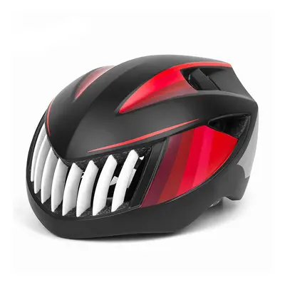 (Black & Red) Cycling Shark Bike Helmets Mountain Bike Safety Hats Ultralight Breathable Vibrati