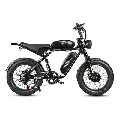 (Black) SAMEBIKE M20-III, Electric Bike Bttery 48V 16AH+16AH,1000W+1000W Motorcycle Style Electr