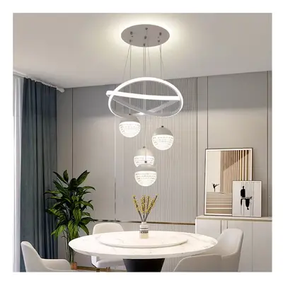 (White) Modern LED Pendant Chandelier For Dining Room, Adjustable Suspension Light Fixture With 