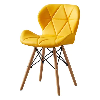 (Yellow) MOF Dining Chairs Wood Legs & Comfortable Padded