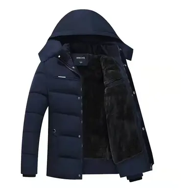 (4xL KG, Navy Blue) New Winter Warm Down Jacket Coat Men Vintage Luxury Oversize Hooded Solid Co