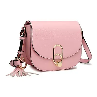 Miss Lulu Handbags Women Fashion Tassel Decoration Zipper Flap Small Shoulder Cross-Body Saddle 