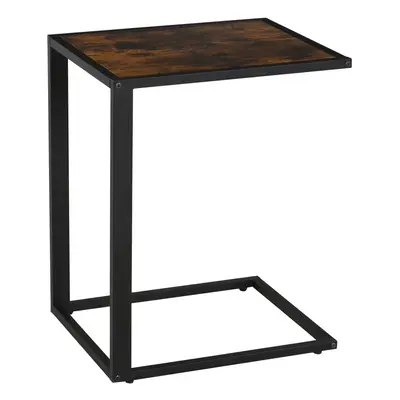 HOMCOM C-Shape Side End Table w/ Steel Frame Wide Base for Living Room Brown