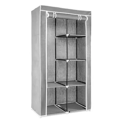 (Grey) Foldable locker for clothes x x cm - with shelves, rails, metal frame