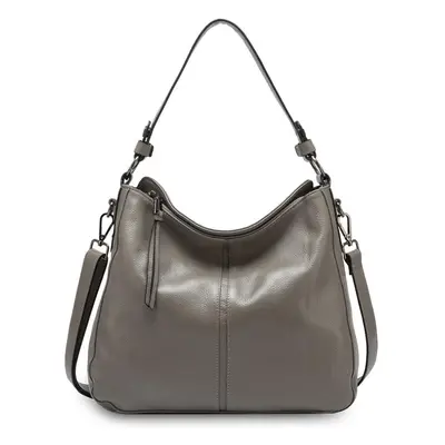 (grey) Zency 100% Genuine Leather Elegant Women Shoulder Bag Classic Black Hobos Roomy Casual To