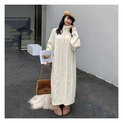 (white, One Size) Xitao Casual Knitting Turtleneck Dresses Smh1214