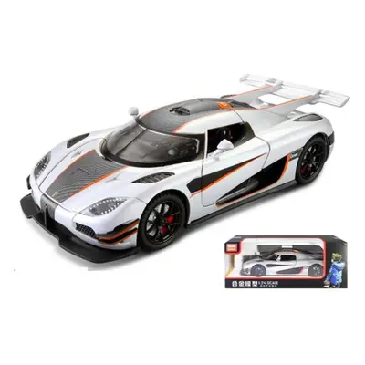 (silver, 1/24-Size:21*9.5*5.5cm) 1/24 Scale Koenigsegg One Diecast Car Model Toy With Opening Do