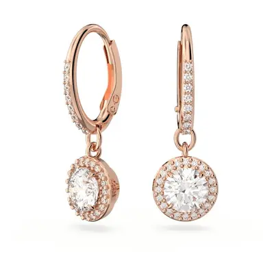 Swarovski Constella Drop Round Cut PavÃ White Rose Gold-Tone Plated Earrings