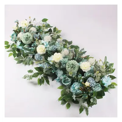 (tiffany blue, cm) 50/100cm Wedding Flower Wall Arrangement Supplies Silk Artificial Flower Row 