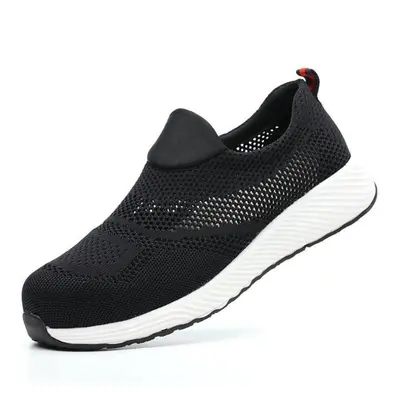 (black, 46) Border For Ultra-light Fly Woven Safety Shoes Men Breathable Lightweight Work Women&