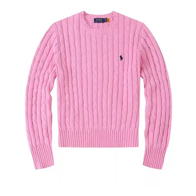 (Pink, M) Women Crew Neck Sweatshirt Solid Jumper Long Sleeve Pullover Sweater Multicolor