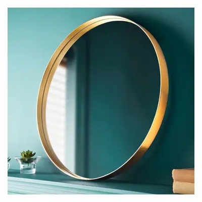 50Cm Large Round Gold Wall Mounted Mirror Aluminium Frame