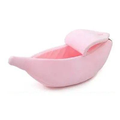 (Pink) Bed Banana Shape Fluffy Warm Soft Plush Breathable Bed Banana Cat Bed pet beds for Small 