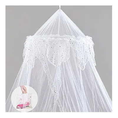 Princess Bed Canopy - Beautiful Silver Sequined Childrens Bed Canopy in White - single bed