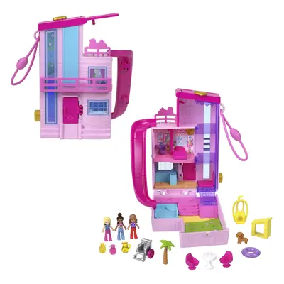 Barbie Polly Pocket Dreamhouse Compact Dollhouse Playset with Micro Dolls Puppy Accessories Elev