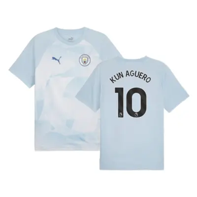 (M) Man City Prematch SS Jersey (Silver Sky) (KUN AGUERO 10)