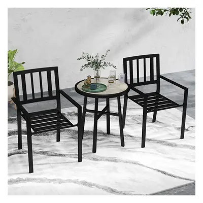 Outsunny Piece Patio Bistro Set with Plastic Top, Stackable Chairs, Grey