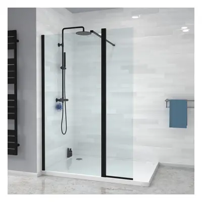 Nes Home Wet Room Shower Enclosure Screen and Flipper Return Panel 8mm Black