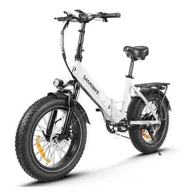 (White) SAMEBIKE Electric Bike LOTDM200 For Adults, 48V 13AH Battery Folding Mountain High-speed