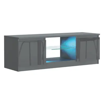 (Dark Grey) TV Unit 120cm LED Gloss Doors - Mex Furniture