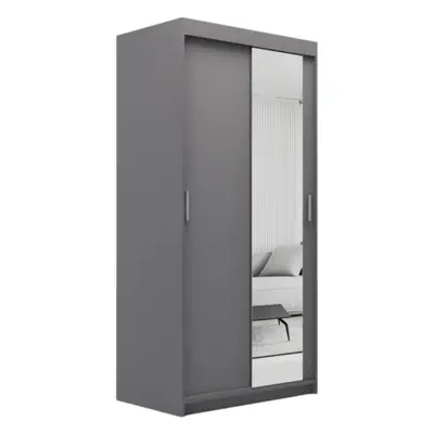 (100cm /+2 drawers, Grey) ELUKS Modern Sliding Door Wardrobe OVI