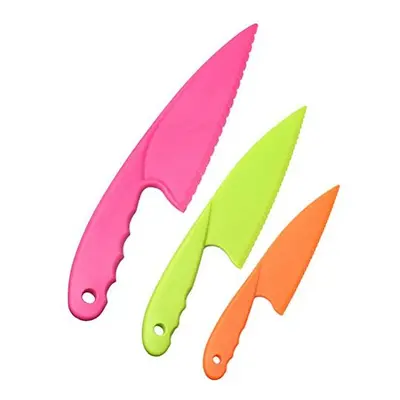 3Pcs Plastic Kitchen Knife Set Nylon Kitchen Knives for Kids Safe Colorful Plastic Cooking Knive