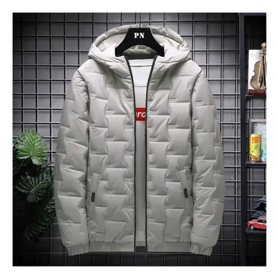 autumn and winter men's embossed padded jacket teenagers hooded casual warm cotton jacket