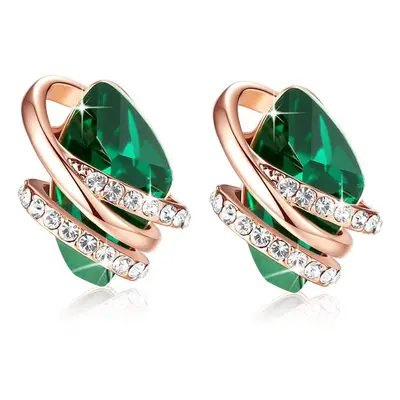 Leafael Wish Stone Stud Earrings with Emerald Green Birthstone Crystal