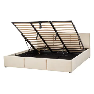 Ottoman Bed Velvet BOUSSE x cm (EU Super King) Light Beige