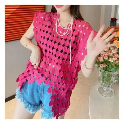 (red, One Size) Rugod Black Hollow Vest Spring Summer New Simple Loose Blouse Vest Fashion Jacke