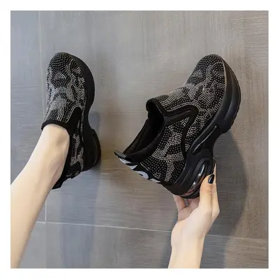 (silver, 38) Women&apos;s Casual Shoes Rhinestone Platform Sports Air Cushion Shoes Plus Size