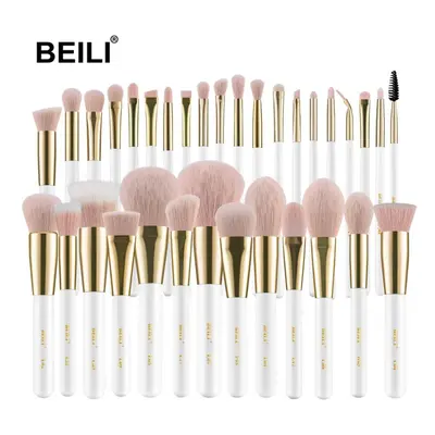 (30pcs) Beili White Gold Makeup Brushes Professional Foundation Eyeshadow Powder Brushes High Qu