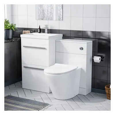 Nes Home 500mm Basin Vanity Cabinet & WC With Rimless Round Toilet