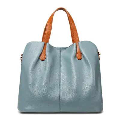 (blue) Soft Genuine Leather Tote Composite Bag Luxury Handbags Women Shoulder Messenger Bags Des