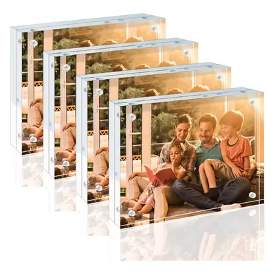 (7x5, 4) x Inch (18 x cm) Picture Frames Acrylic Frames Pack, 20mm Thicker Lucite Frameless Clea