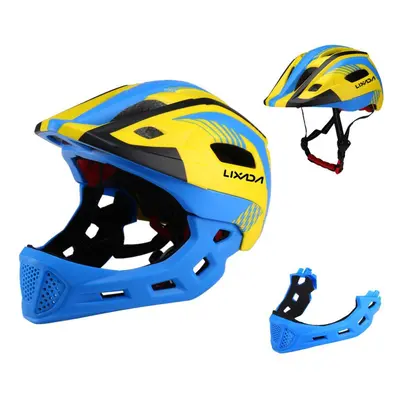 (Blue&Yellow&Black) Lixada Kids Detachable Full Face Bike Helmet Breathable Ultralight Cycling S