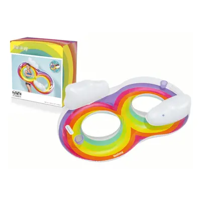 Double Rainbow Pool Ring with Headrests & Cup Holders