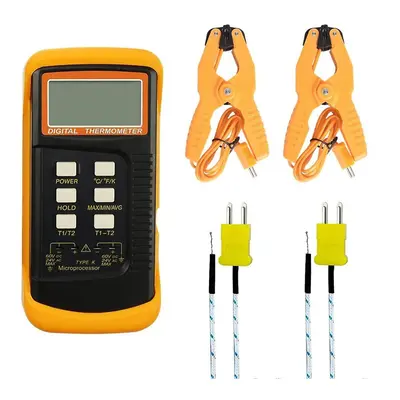 Digital K Type Thermocouple Thermometer(-50-1300c) Dual Channel, Thermometer Pipe Clamp And Sens