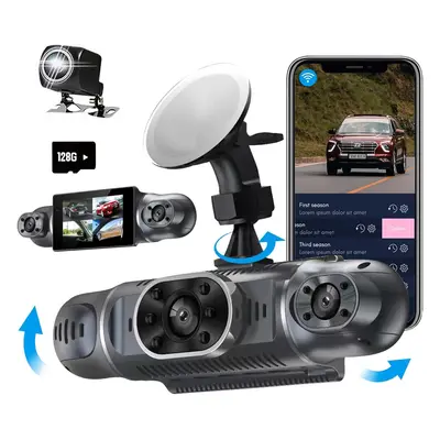 With cameras FHD 1080P front, back, left, and right, car camera dash cam with WiFi, 24-hour park