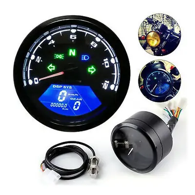 Motorcycle Gauge Digital LCD Tachometer Speedometer Odometer