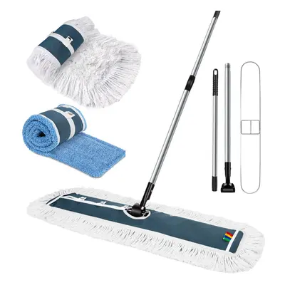 MASTERTOP Commercial Dust Mop, 90cm Heavy Duty Industrial Flat Mop with Reusable Washable Pads, 