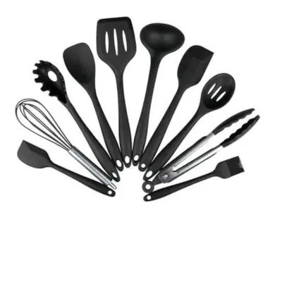 10Pcs Black Silicone Kitchen Utensils Set Bakeware Accessories