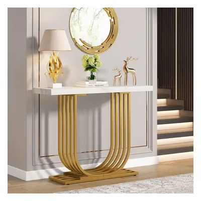 Tribesigns Console Table, 39.4 Inch Faux Marble Entryway Foyer Table