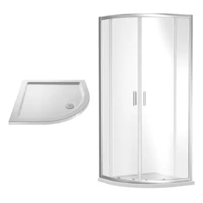 Ruwa Shower Enclosure Bundle with Quadrant Enclosure & Slimline Tray - 900mm - Chrome/White - Ba