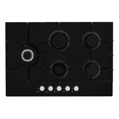 5 Burner Gas Hob Cooktop, Front Dial Control, Automatic Ignition, Black, Statesman GH175GB