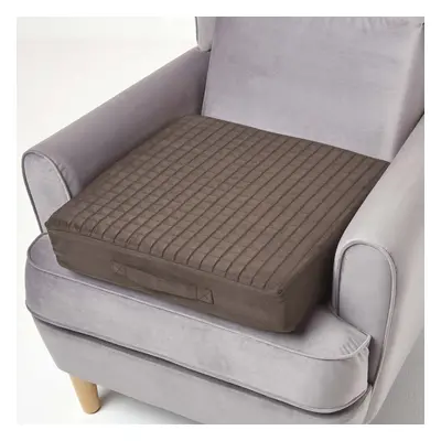 (Chocolate) Orthopaedic Foam Armchair Booster Cushion Suede Removable Cover