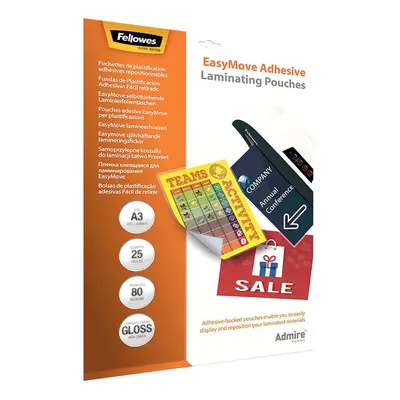 Fellowes Admire A3 80Mic EasyDisplay Adhesive Backed Pouch 25p