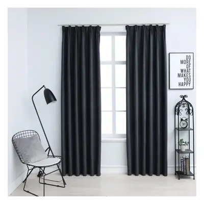 vidaXL 2x Blackout Curtains with Hooks Anthracite 225cm Blind Window Covering