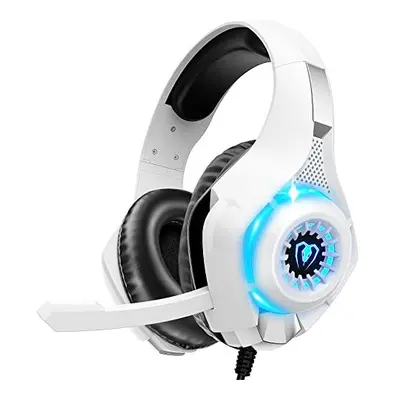 Gaming Headset for PS5 PC, PS4 Headset Gaming Headphones with Noise Cancelling Mic & LED Light f